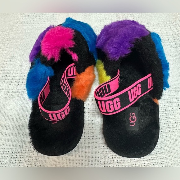 UGG Kids' Multicolor Furry Slippers - Picture 6 of 8